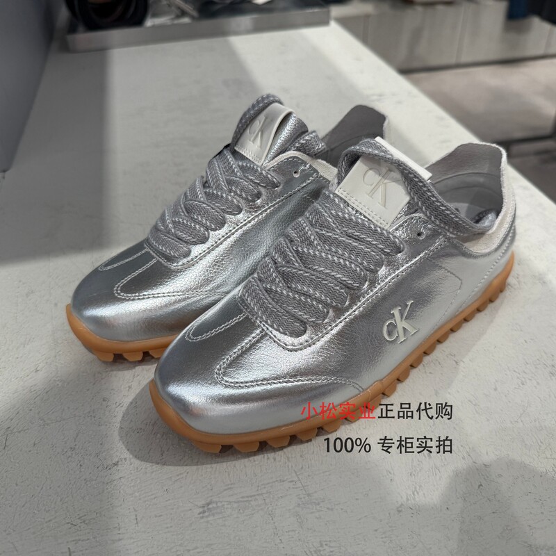 Ck Jeans26 Spring and Summer New Women's Silver Letter Patch Casual Dad Sneakers Gift Hw03305 Ck Jeans26 Spring and Summer New Women's Silver Letter Patch Casual Dad Sneakers Gift Hw03305