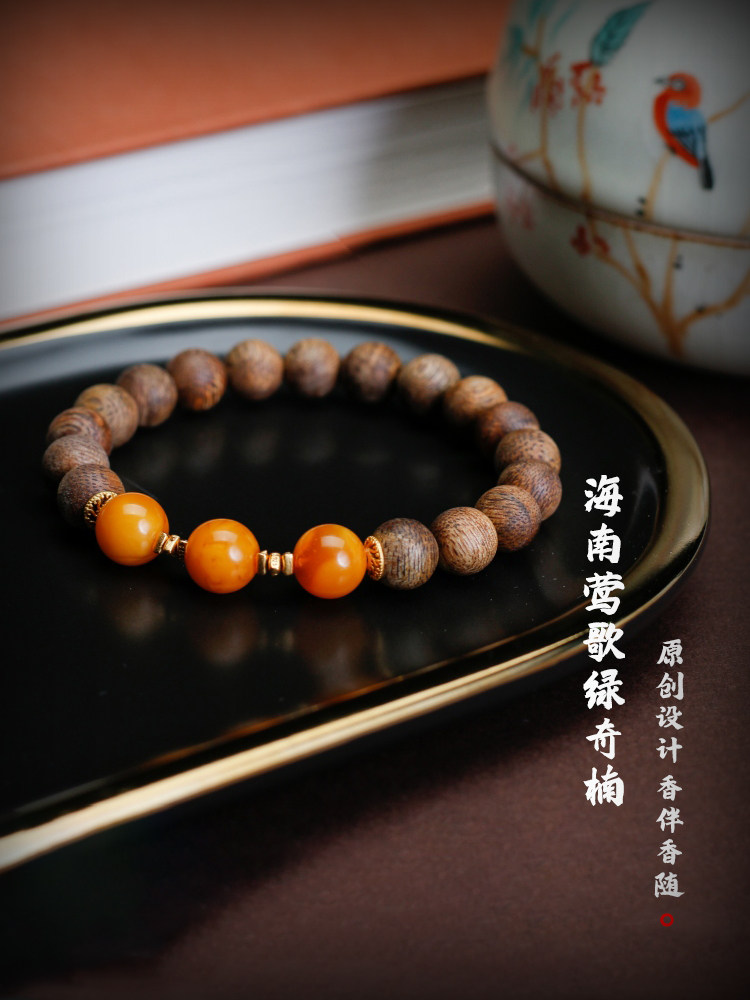 하이난 잉게 그린 QINNAN AGARWOOD 팔찌 남자 체스 NAN 팔찌 여자 놀이 원래 디자인 민족 스타일 액세서리 쥬얼리
