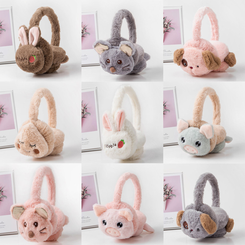 Korean version hot selling male and female rabbit fur plush cute cartoon earmuffs warm children's earmuffs couple winter earmuffs