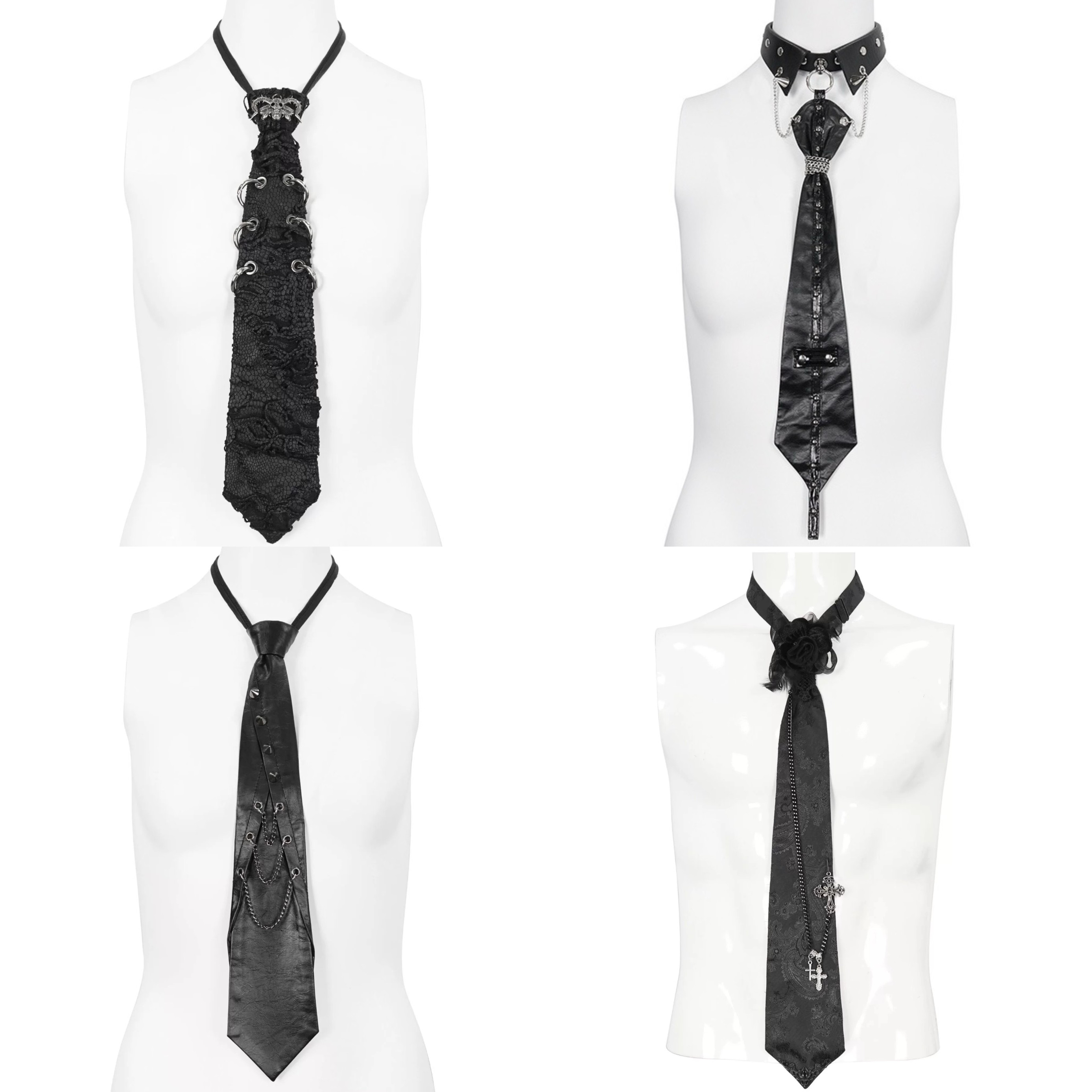 Devil Fashion: Gothic Punk Style, Dark Metallic Decorated Bow Tie with Chain Link