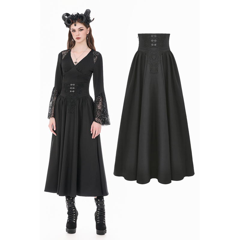 Dark in Love Gothic Women's High-Waisted Lace Corset Long Skirt Kw452 Dark in Love Gothic Women's High-Waisted Lace Corset Long Skirt Kw452