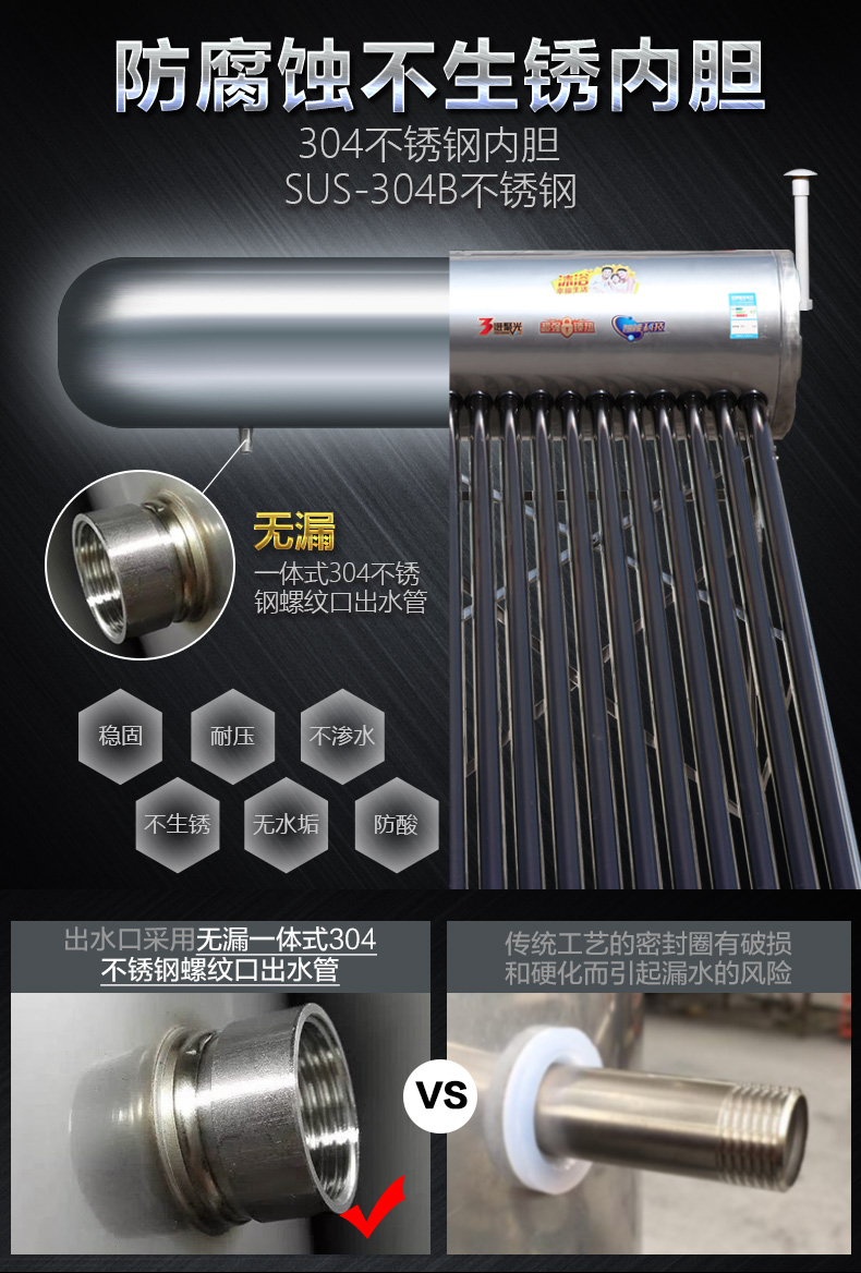 Ngôi sao nước nóng ngôi nhà năng lượng mặt trời 304 bể chứa nước bằng thép không gỉ màu tím ống vàng không gian mức năng lượng hiệu quả năng lượng giá máy nóng lạnh