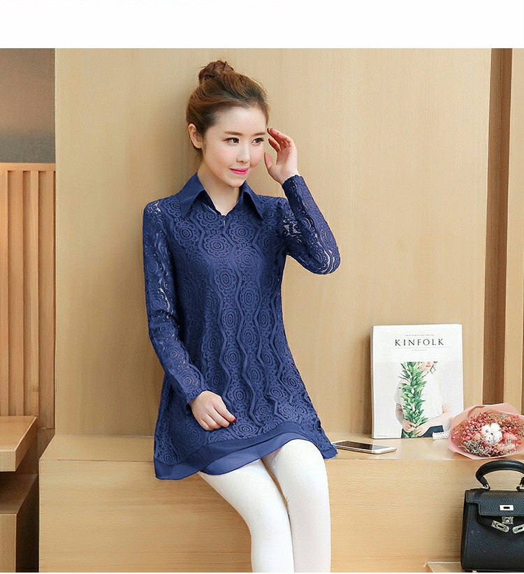 Xuân 2018 phiên bản Hàn Quốc mới của áo sơ mi nữ rộng kích thước rộng tay dài sơ mi voan
