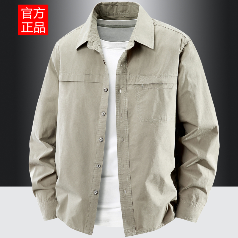 Autumn Men's Long-Sleeved Shirt, All-Cotton, 2026 Spring and Autumn New Style, Workwear, Outdoor American Casual Shirt Jacket, Men's Clothing Autumn Men's Long-Sleeved Shirt, All-Cotton, 2026 Spring and Autumn New Style, Workwear, Outdoor American Casual Shirt Jacket, Men's Clothing