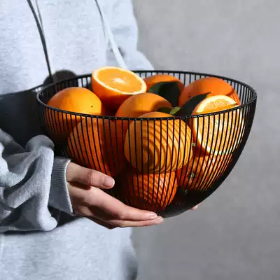 Wrought iron modern creative fruit plate fruit basket living room coffee table household Nordic simple style drain basket net red fruit plate