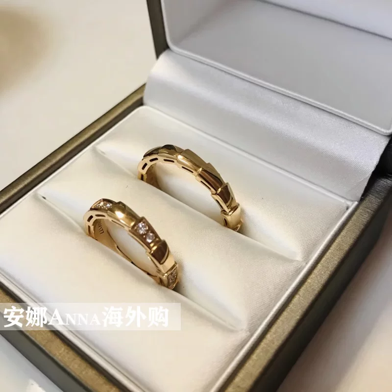Покупка B‍vlgari/Baoji Gelite Serpenti Viper мужское узкое кольцо из змеиной кости розовое золото