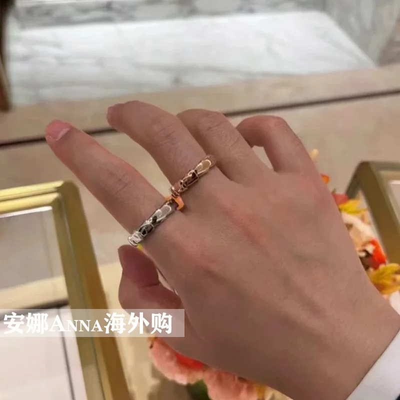 Покупка B‍vlgari/Baoji Gelite Serpenti Viper мужское узкое кольцо из змеиной кости розовое золото
