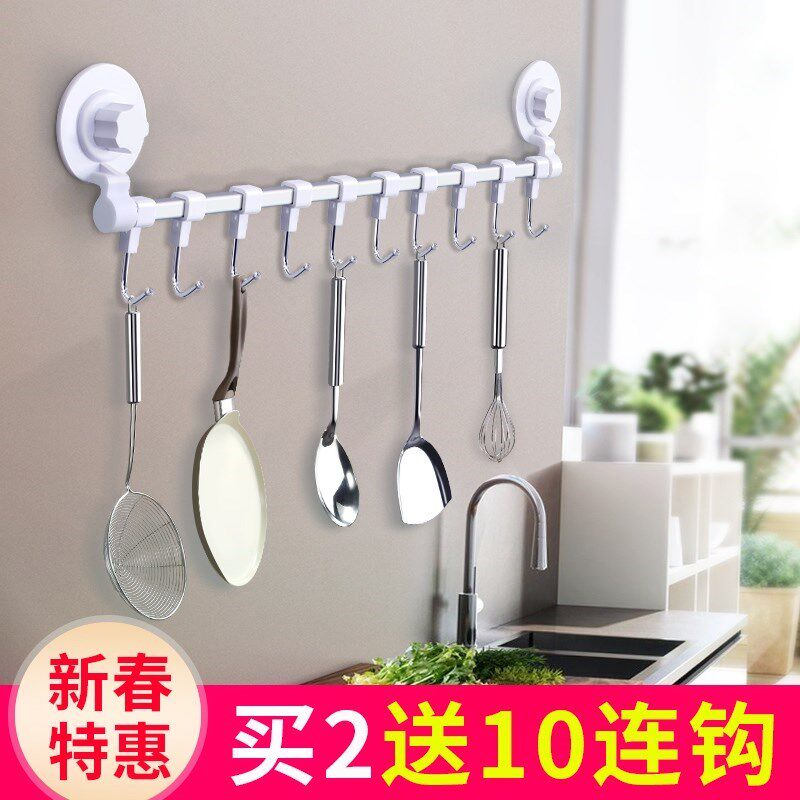 Double suction cup free punch hook strong glue corner no trace hook bathroom kitchen wall hanging a row of 6 sticky