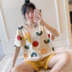 Ngắn tay pajama symn womens hai mảnh bộ cotton mùa hè mỏng có thể mặc quần short lỏng dễ thương công chúa phong cách quần áo về nhà. 