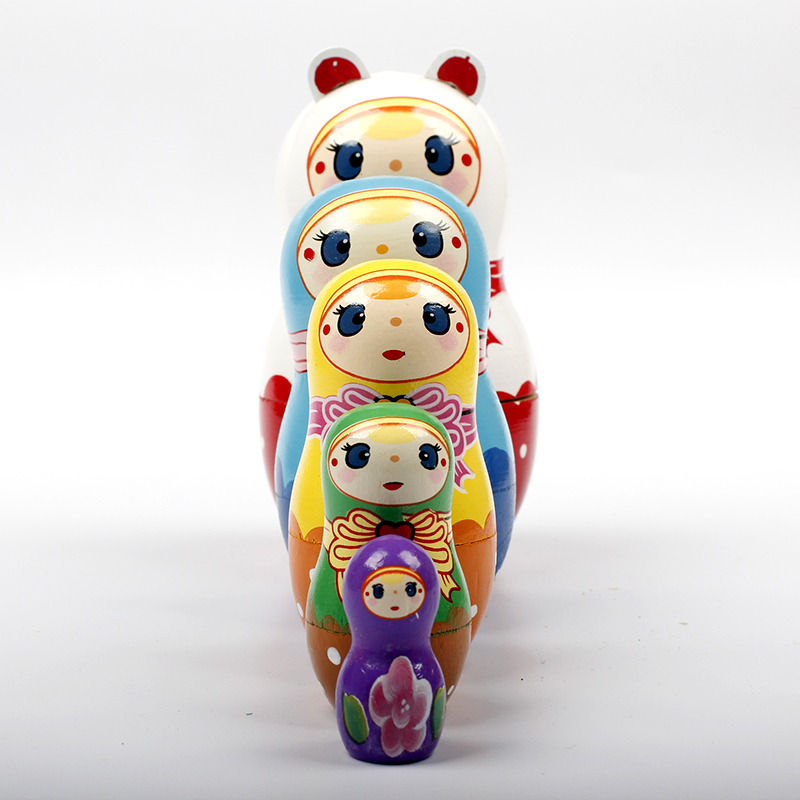 Russian matryoshka doll big head son small head dad 5 floor girls cute puzzle toy gift handicrafts