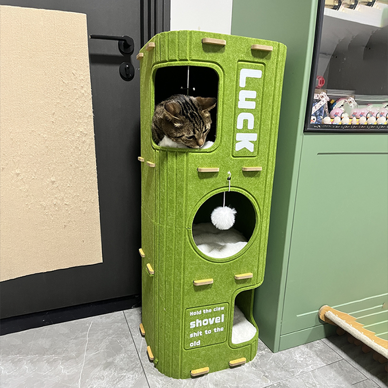 猫の家 多層 四季通用 猫クライミングフレーム 猫の木 一体型 スクラッチボード 閉じた猫の家 猫の木 穴 ホーム 二重層