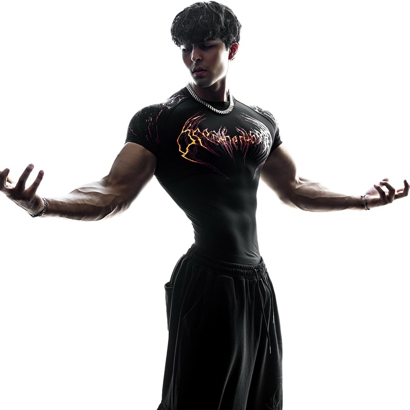 Breathedivinity New Venom Quick-Drying T-Shirt Cool Trendy Printed Tight-Fitting Short-Sleeved Bodybuilding Training Top Breathedivinity New Venom Quick-Drying T-Shirt Cool Trendy Printed Tight-Fitting Short-Sleeved Bodybuilding Training Top