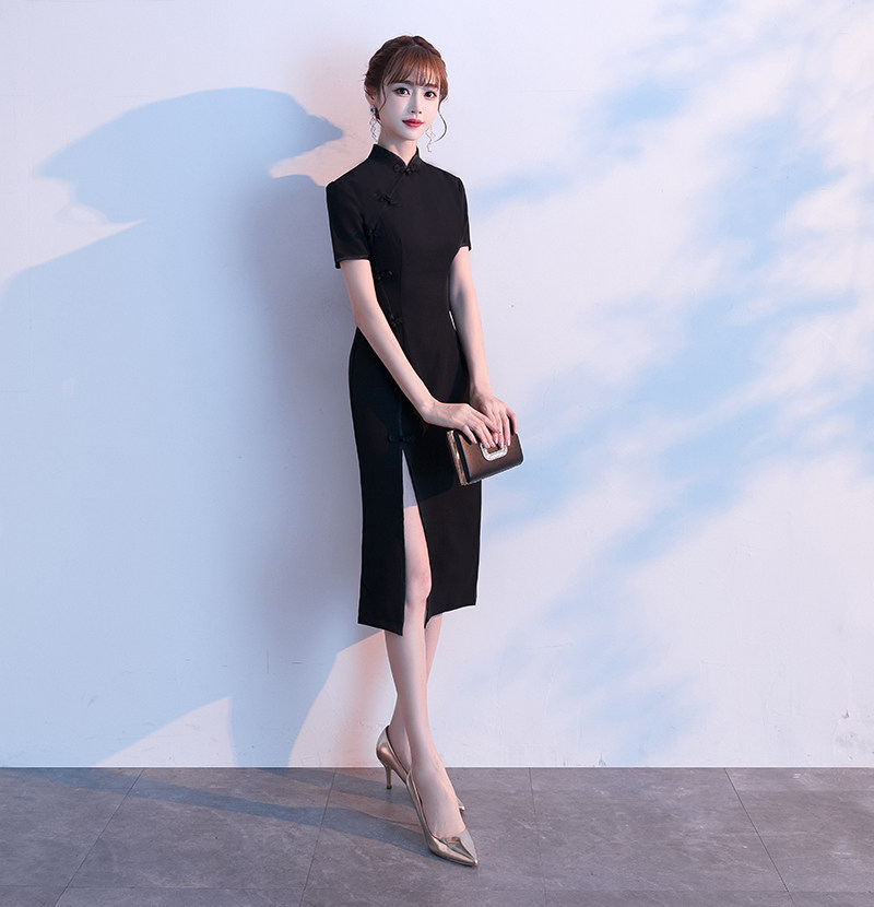 Black qipao 2022 new gaokao sends test for young girl's high-end retro style Daily China Wind & Ocean dress