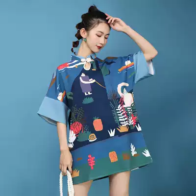 Cheongsam fashion street improvement young girl loose short sleeve Chinese style Daily summer thin national tide short