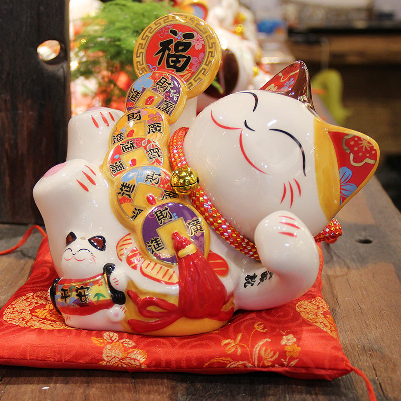 Forties cat Five emperors Qianqian Ceramics Recruiting cat Opening Gift Home Living-room Living-related Swing Piece Joe Relocation for a Residence Gift