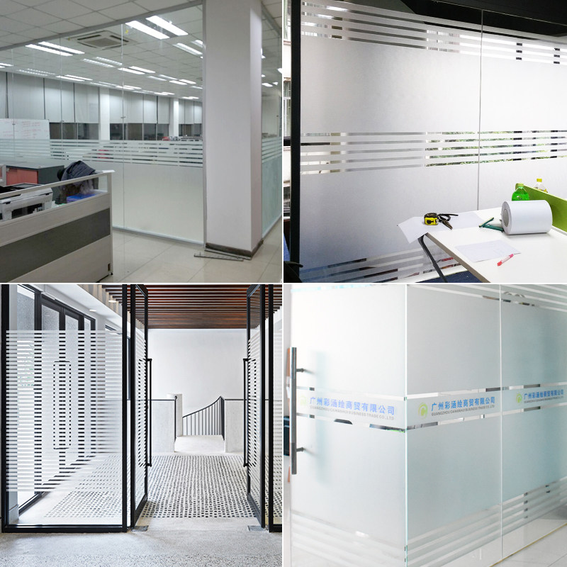 Glass Cling Film Office Partition Glass Door Decoration Frosted Stripe Stickers Mobile Door Creative Crashworthy waist line stickers