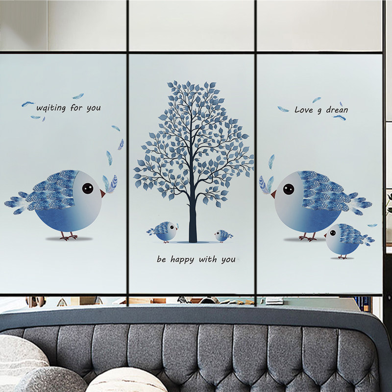 Frosted glass stickers windows light transmission opaque anti-sun make-up room anti-peeking and glue-free customized household shading film