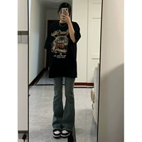 Tide, ретро летняя хлопковая черная футболка, в американском стиле, оверсайз