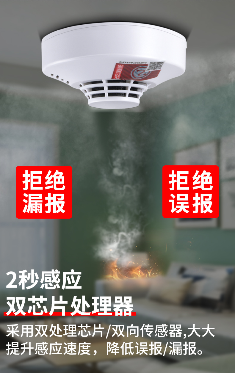烟雾报警器家用烟感报警器消防专用3C认证独立火灾探测感应器商用 图1
