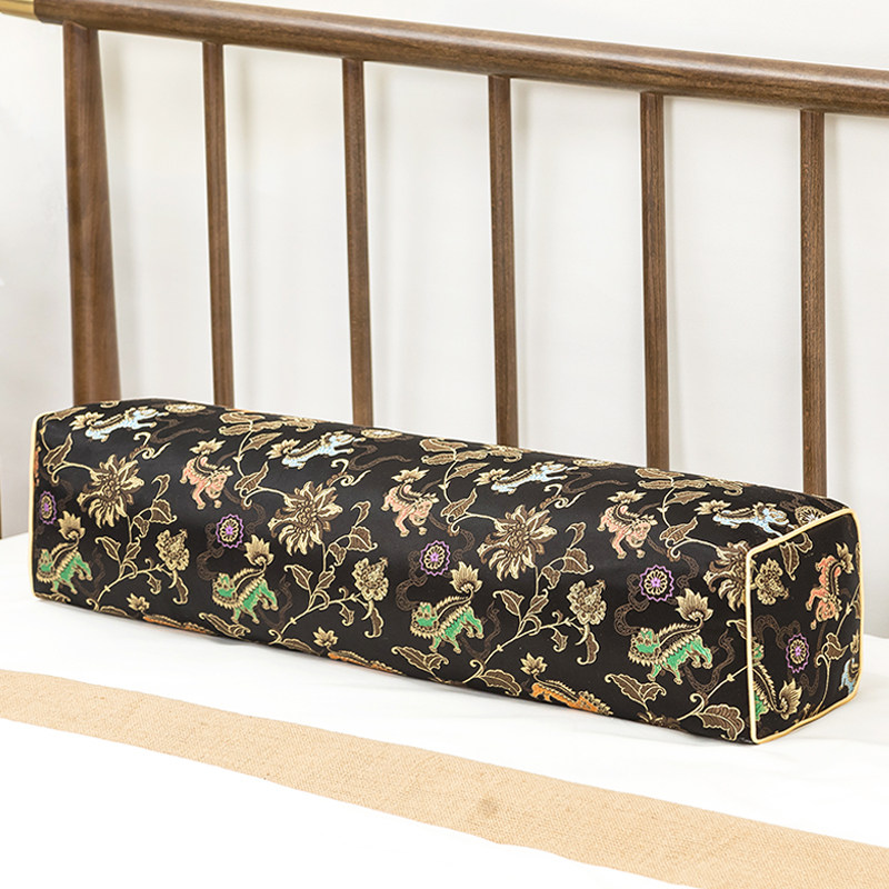 Mibo old-fashioned buckwheat pillow brocade Chinese antique rectangular single tea chrysanthemum sleep aid cervical vertebra high pillow