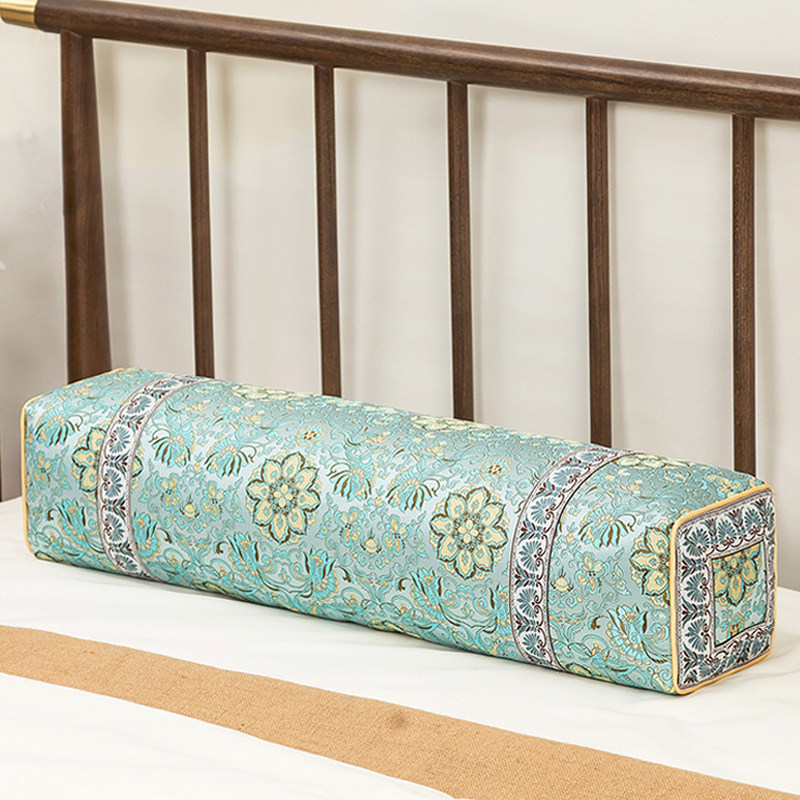 Find silk old-fashioned buckwheat pillow Chinese style ancient court brocade rectangular single chrysanthemum tea neck pillow