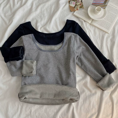 Цветное утепленное базовое приятное телу термобелье, демисезонный лонгслив, футболка, в западном стиле