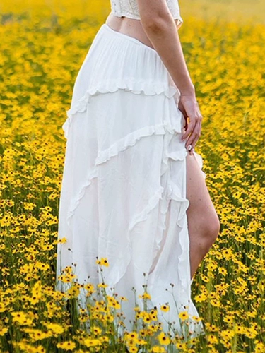 Юбка, стиль бохо, высокая талия