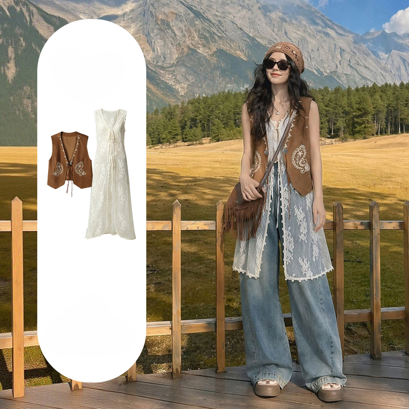 Retro Simple Vest, Bohemian Layered Sleeveless Vest Jacket, Yunnan, Northwest China