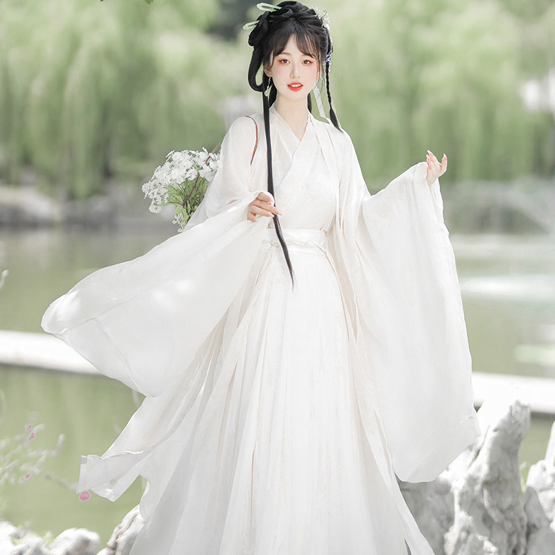 原創神明少女漢服女魏晉風廣袖流仙裙古裝日常交領大袖超仙氣飄逸-Taobao