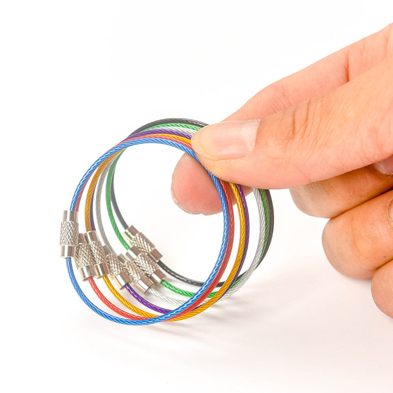 Stainless steel wire rope ring key chain pendant wire ring tag coil hanging wire hanging buckle outdoor belt lock wire ring