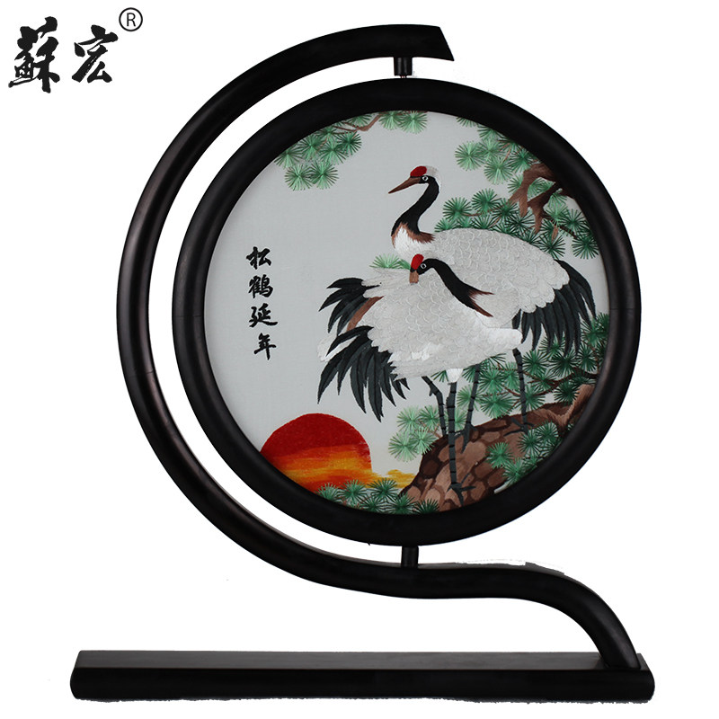 Suhong's new modern Chinese creative double-sided embroidered Su embroidery table screen double-sided pendulum with a foreign gift