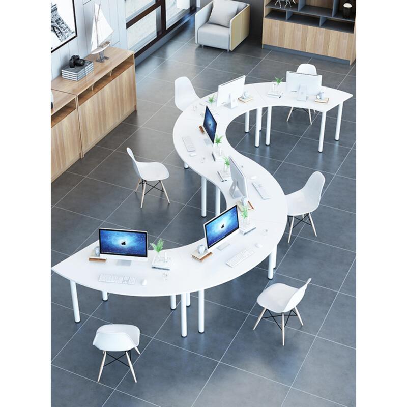 Freely Combinable Fan-Shaped Desks and Chairs, Curved Training Tables, S-Shaped Modular Tables and Chairs, Personalized Office Conference Tables