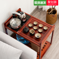 Solid wood tea table Household small tea table Mini mobile tea table Tea cart Living room balcony boiling water tea cabinet Tea storage