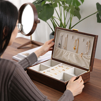 Black walnut wooden jewelry ancient style storage box High-end ancient style hand jewelry Light luxury necklace jewelry box Wedding gift