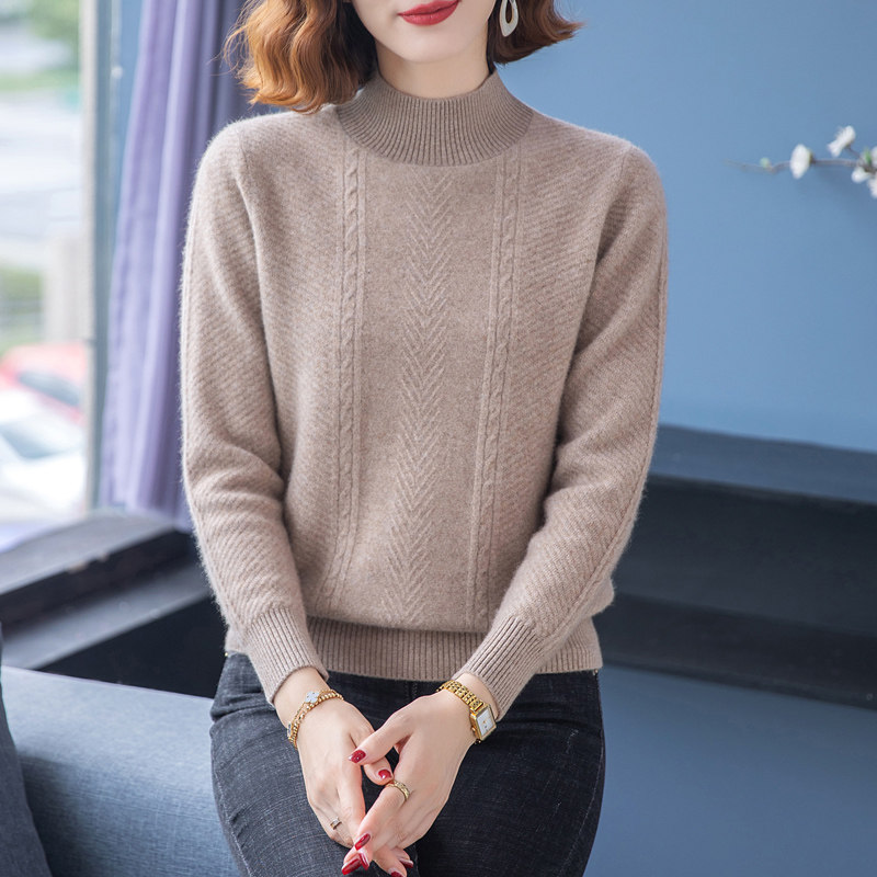 Brand cashmere shirt 100 pure cashmere shirt loose middle - age thickening high - end wool blouse in autumn and winter
