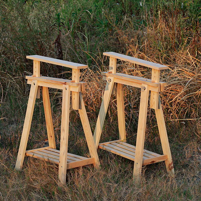 Ikea-Style Natural Wood Adjustable Solid Wood Table Leg Stand, Outdoor Simple Bench, Strip Bench, Photography Props, Photography Table, Distressed Wood Tabletop, Product Still Life Shooting Table, Work Still Life Table