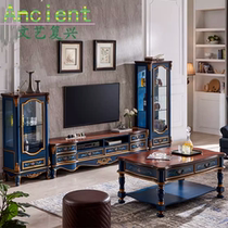 American Mediterranean style painted solid wood TV cabinet coffee table wine cabinet sideboard sofa table supporting batch promotion