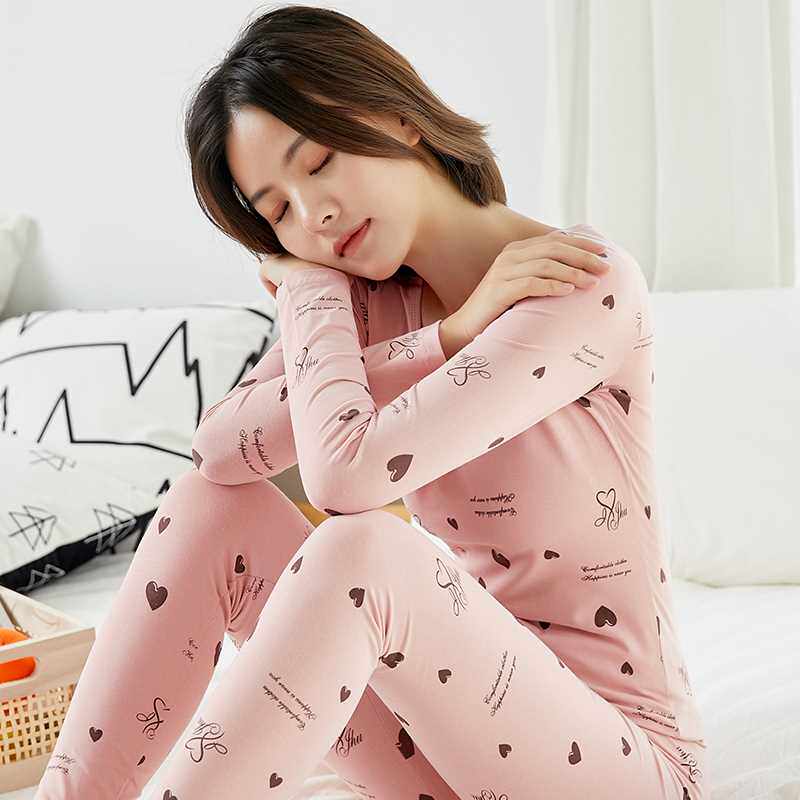 Cat girl trousers set body round neck student base thin cotton sweater heating clothing sanitary clothing sanitary pants