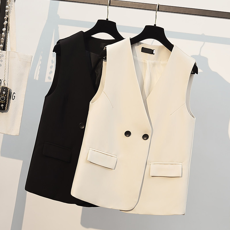 Suit vest woman short section 2022 new spring and autumn kan shoulder outside lap small fragrant wind black tooling suit waistcoat waistcoat