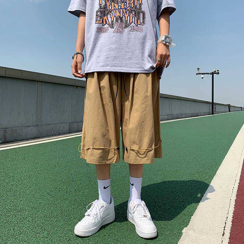 Wukong has goods tide brand Japanese Shawn Yue over the knee loose shorts men's summer outer wear ins thin section seven-point pants