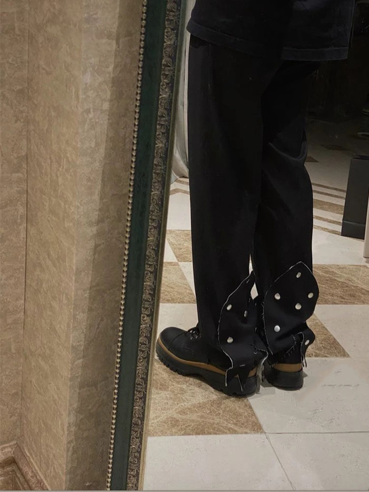 PYC namacheko21SS new pituality microlastica cloth button loose black Western pants KIKO Style-Taobao