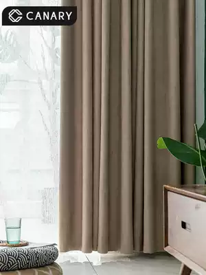 Modern simple Nordic style light luxury high-end cotton and linen solid color blackout curtain finished living room bedroom 2021 New