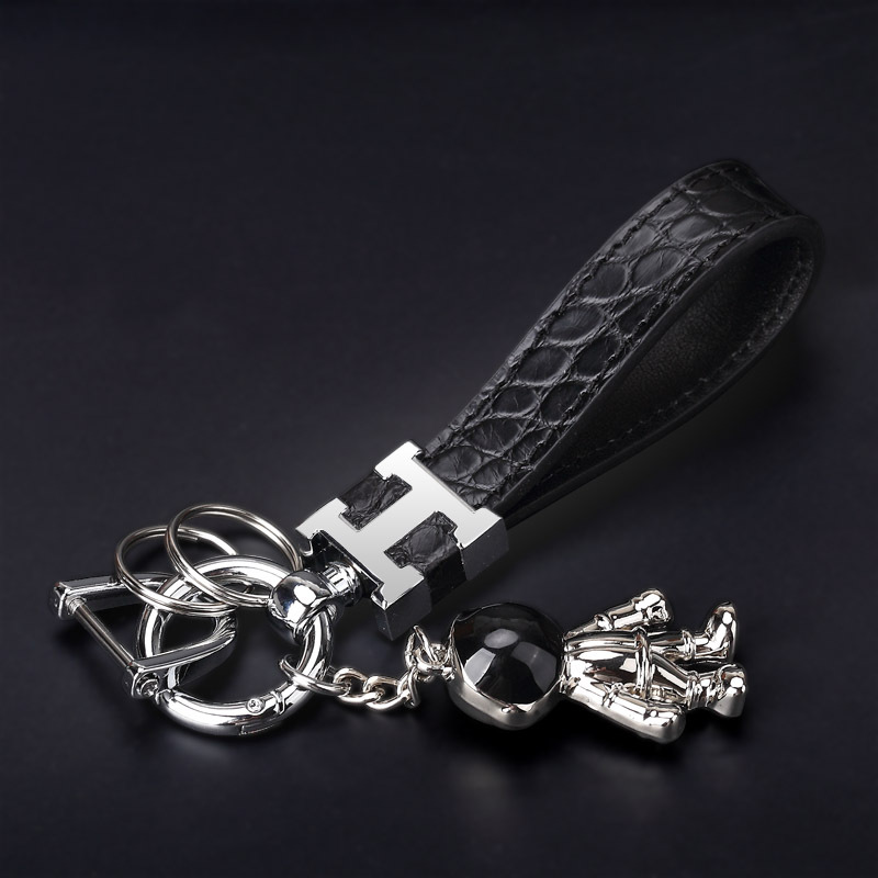 Crocodile Leather Keychain Car Genuine Leather Key Holder Men's High-End Women's Exquisite Cute Car Key Pendant Crocodile Leather Keychain Car Genuine Leather Key Holder Men's High-End Women's Exquisite Cute Car Key Pendant