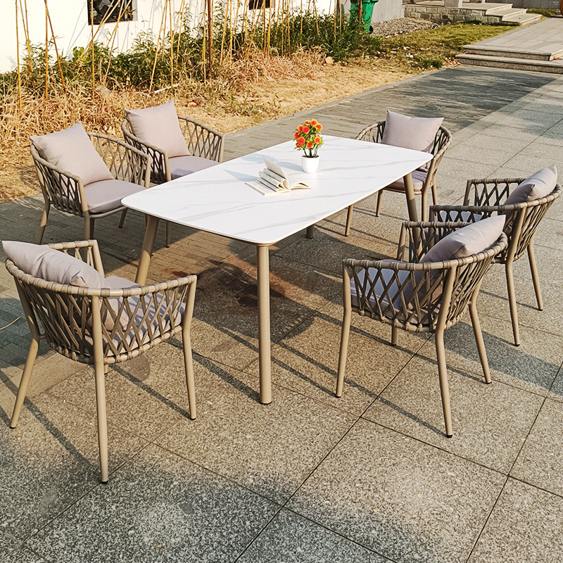 Outdoor rattan table and chair combination open-air balcony leisure rattan chair outdoor courtyard garden waterproof sunscreen Nordic table and chair