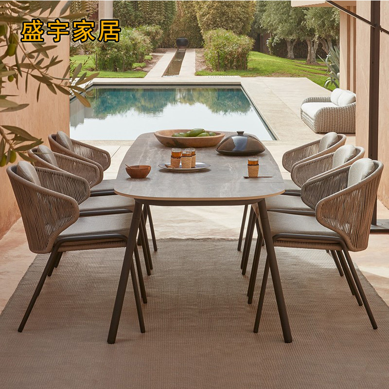 Outdoor table and chair courtyard garden waterproof sunscreen leisure rattan chair coffee table combination outdoor open-air balcony rattan table and chair