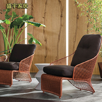 Nordic Outdoor Casual Rattan Chair Sofa Balcony Single Rattan sofa Sofa Villa outdoor table and chairs Mind knitted furnishings