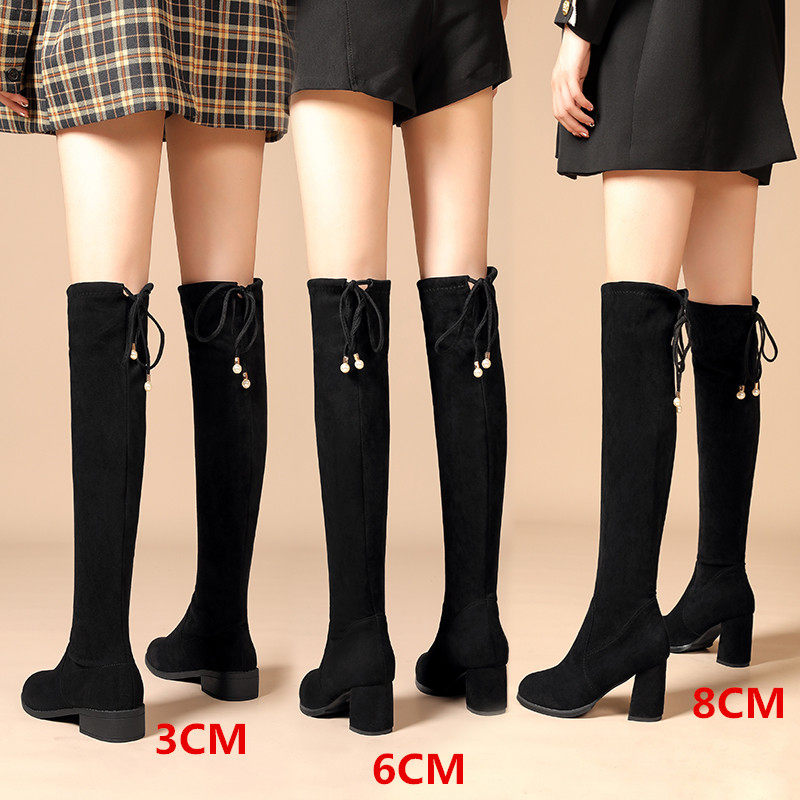 Маленькие ботинки Martin, длинные сапоги, сапоги выше колена, женские осенние и зимние сапоги 2024 года на высоком тонком каблуке, простые сапоги с бархатной отделкой