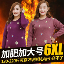 Plus velvet thick thermal underwear ladies suit fat mm200 catties middle-aged and elderly mothers plus fertilizer plus size underwear winter