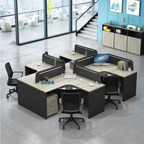 Computer desk L-shaped office Finance desk and chair combination 4 6-person simple modern staff card holder