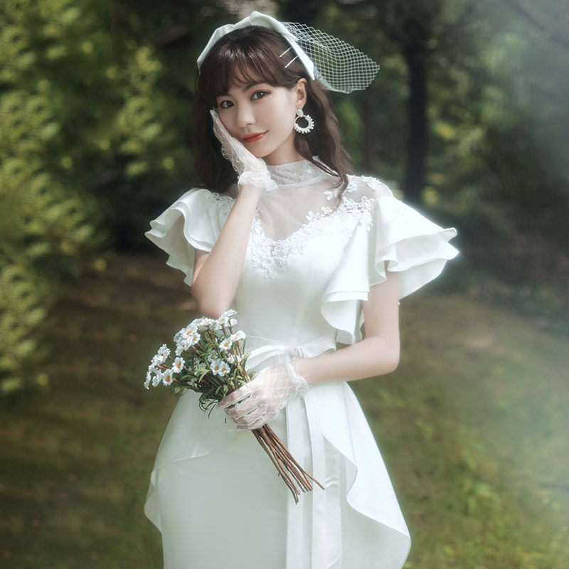 Bride Married French Wedding Dress Creative Daily Simple Banquet Travel Small dress Costume